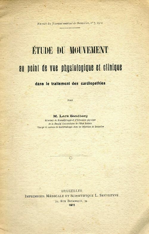 Livrenpoche : Étude du mouvement au point de vue physiologique et clinique dans le traitement des cardiopathies - Lars Sandberg - Livre