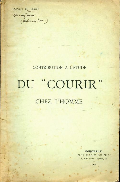 Livrenpoche : Contribution à l'étude du courir chez l'homme - F Bezy - Livre