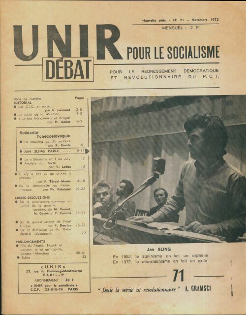 Unir pour le socialisme n°71 - Collectif -  Unir pour le socialisme - Livre