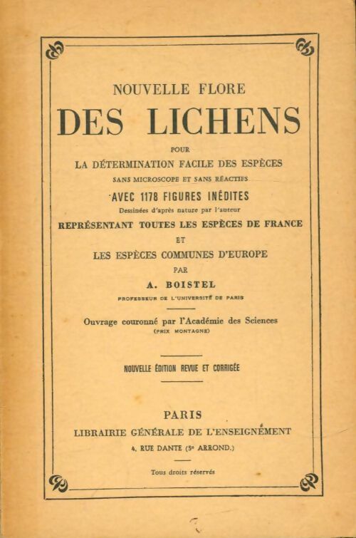 Nouvelle flore des lichens - A. Boistel - Livre
