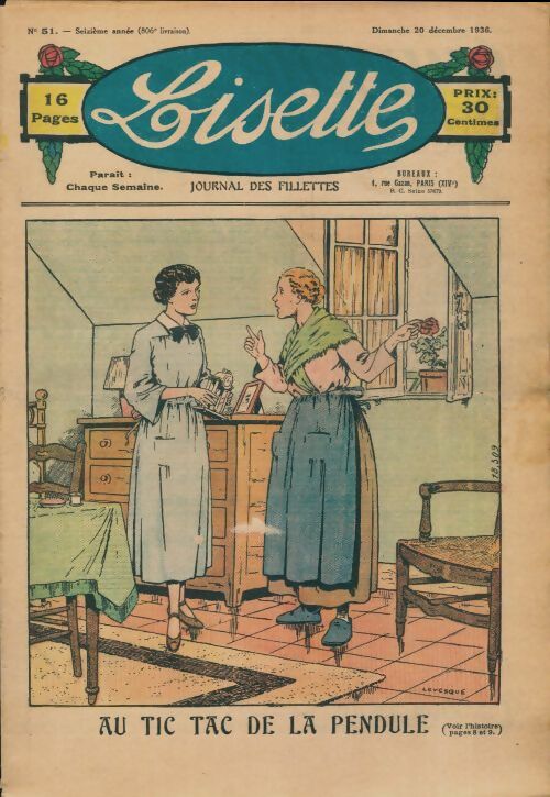 Livrenpoche : Lisette n°806 n°51 16e année : Au tic tac de la pendule - Collectif - Livre