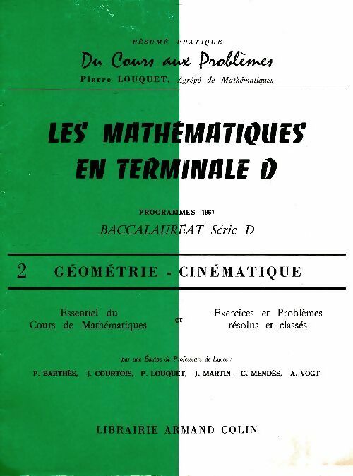 Livrenpoche : Les mathématiques en terminale D Tome II - Collectif - Livre
