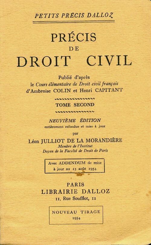 Livrenpoche : Précis de droit civil Tome II - L. Julliot de la Morandière - Livre