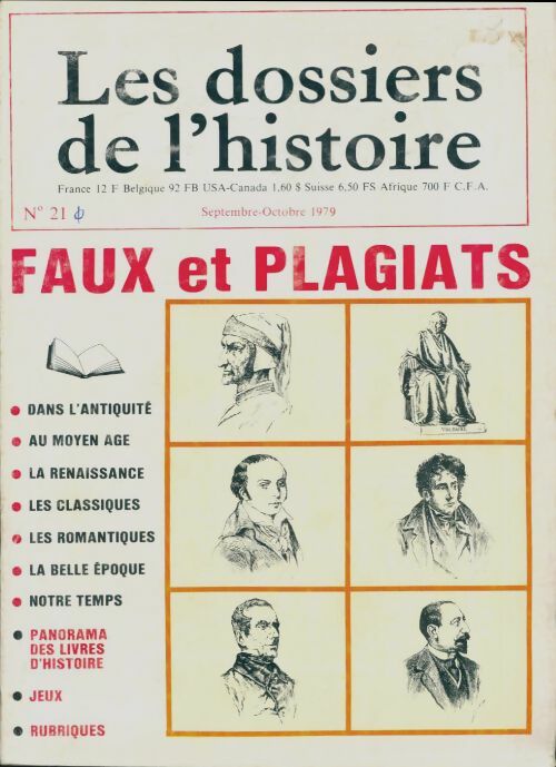 Livrenpoche : Les dossiers de l'histoire n°21 : Faux et plagiats - Collectif - Livre