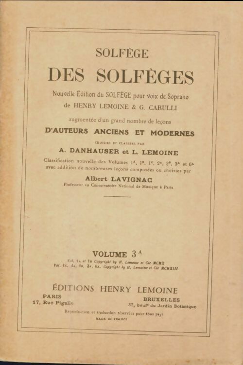 Livrenpoche : Solfège des solfèges volume 3A - Henry Lemoine - Livre