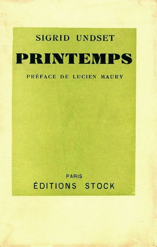 Printemps - Sigrid Undset -  Stock GF - Livre