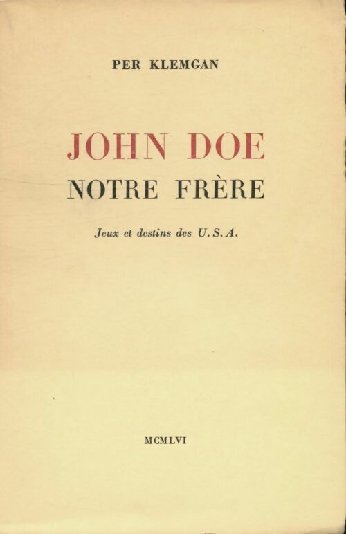 Livrenpoche : John Doe notre frère - Per Klemgan - Livre