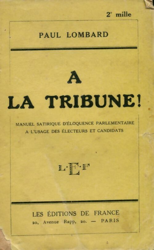 Livrenpoche : A la tribune - Paul Lombard - Livre