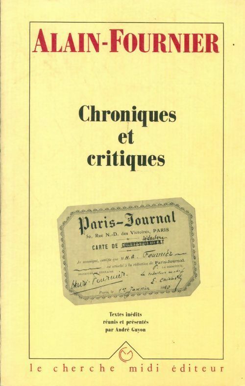 Livrenpoche : Chroniques et critiques - Alain-Fournier - Livre