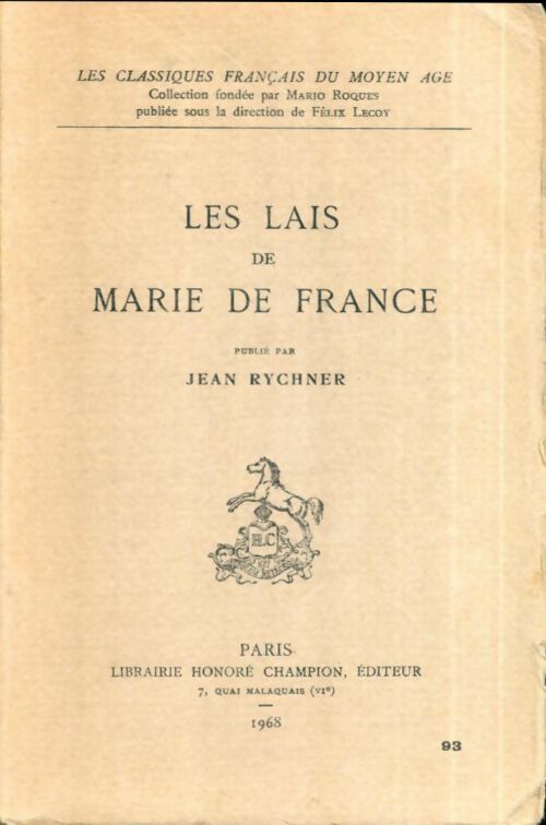 Livrenpoche : Les lais - Marie De France - Livre