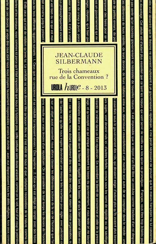 Livrenpoche : Trois chameaux rue de la convention ? - Jean-Claude Silbermann - Livre