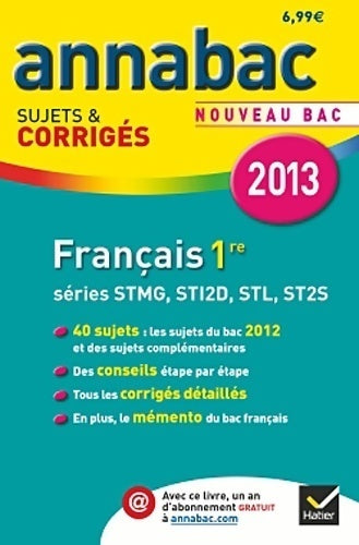 Livrenpoche : Français 1ère STMG, STI2D, STL, ST2S. Sujets et corrigés 2013 - Sylvie Dauvin - Livre