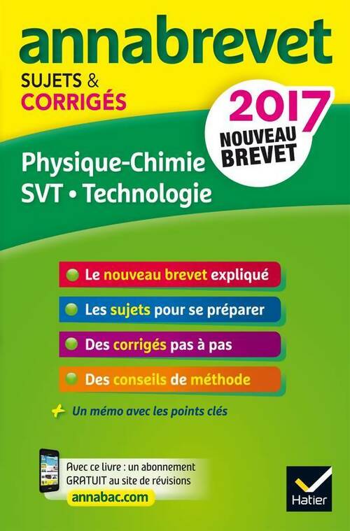 Livrenpoche : Physique-chimie SVT technologie 3e. Sujets et corrigés nouveau brevet 2017 - Sonia Madani - Livre