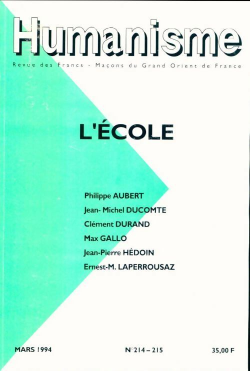 Livrenpoche : Humanisme n°214-215 : L'école - Collectif - Livre