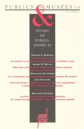 Livrenpoche : Publics & musées n°8 : Etudes de publics années 30 - Collectif - Livre