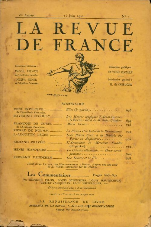 Livrenpoche : La revue de France 1ère année n°7 - Collectif - Livre