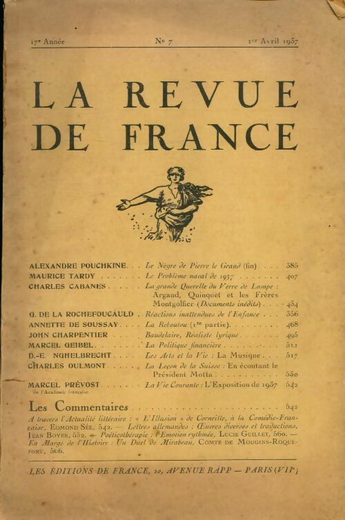 Livrenpoche : La revue de France 17e année n°7 - Collectif - Livre