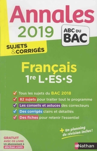 Livrenpoche : Français 1ères L, ES, S, sujets & corrigés 2019 - Anne Cassou-Nogues - Livre