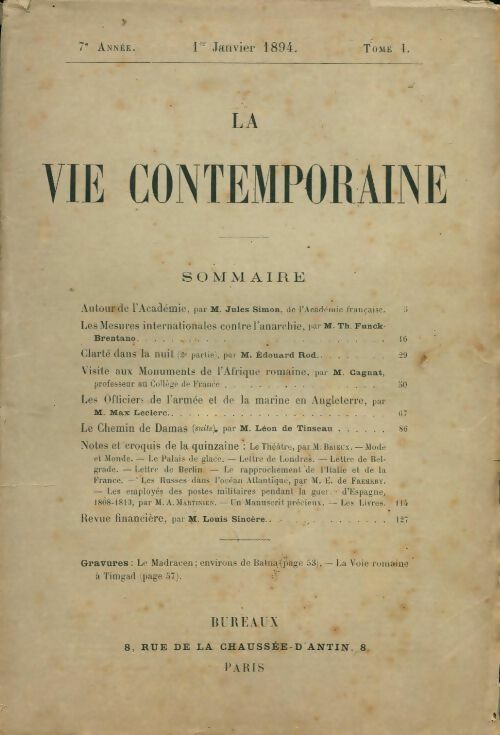 Livrenpoche : La vie contemporaine 7e année n°1 - Collectif - Livre