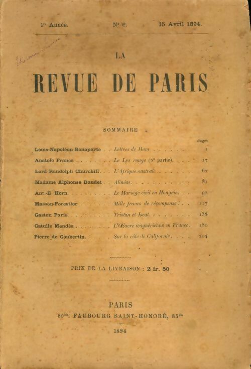 Livrenpoche : La revue de Paris 1ère année n°6 - Collectif - Livre