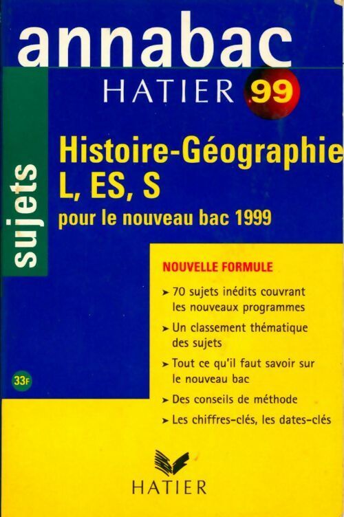 Livrenpoche : Histoire-Géographie L, ES, S. Sujets 1999 - Collectif - Livre