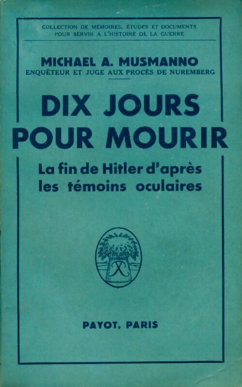 Livrenpoche : Dix jours pour mourir - Michael A. Musmanno - Livre