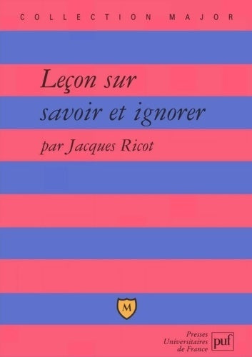 Livrenpoche : Leçon sur savoir et ignorer - Jacques Ricot - Livre