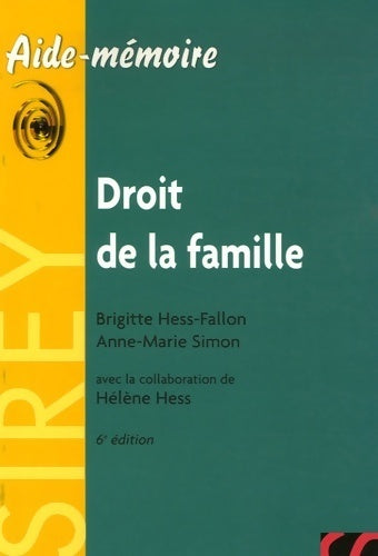 Livrenpoche : Droit de la famille - Brigitte Hess-Fallon - Livre