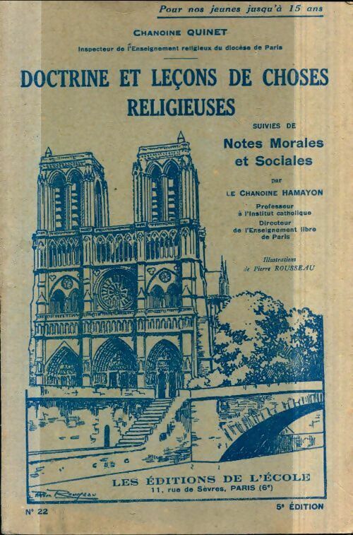 Livrenpoche : Doctrine et leçons de choses religieuses - Chanoine Quinet - Livre