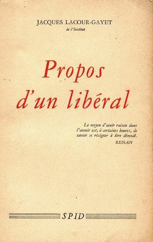 Livrenpoche : Propos d'un libéral - Jacques Lacour-Gayet - Livre