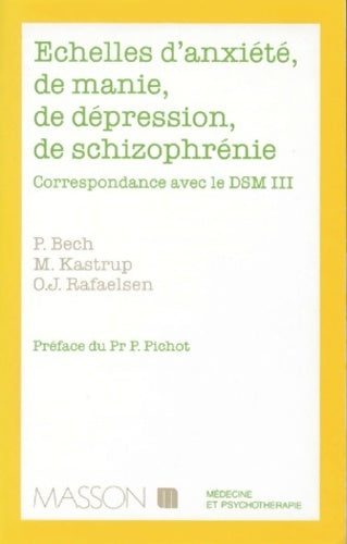 Livrenpoche : Echelles d'anxiété, de manie, de dépression, de schizophrénie - P. Bech - Livre