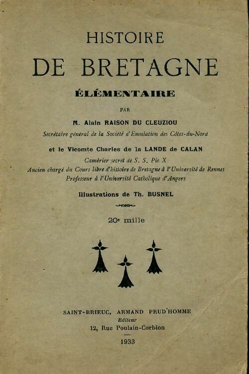 Histoire de Bretagne élémentaire - Alain Raison Du Cleuziou - Livre