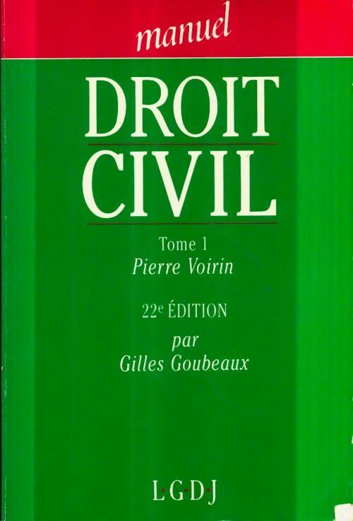 Livrenpoche : Manuel de droit civil Tome I - Pierre Voirin - Livre