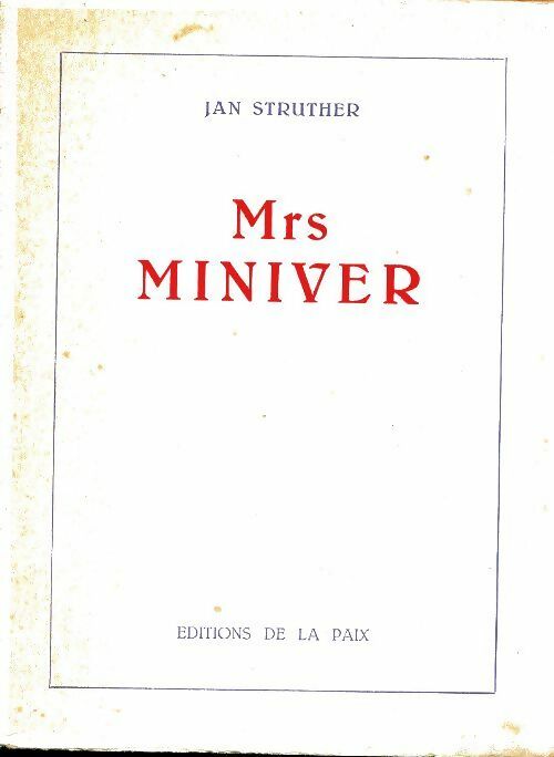 Livrenpoche : Mrs. Miniver - Jan Struther - Livre