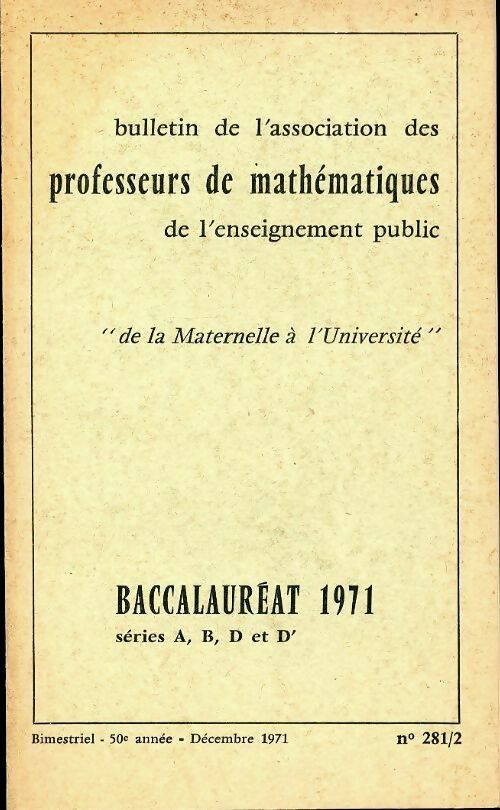 Livrenpoche : Mathématiques séries A, B, D et D' fascicule 1 1971 - Collectif - Livre