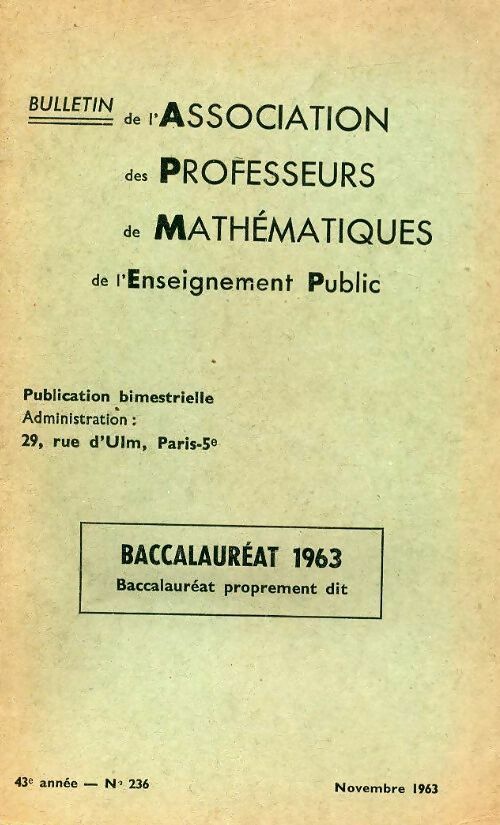 Livrenpoche : Annales du BAC 1963 : Mathématiques - Collectif - Livre