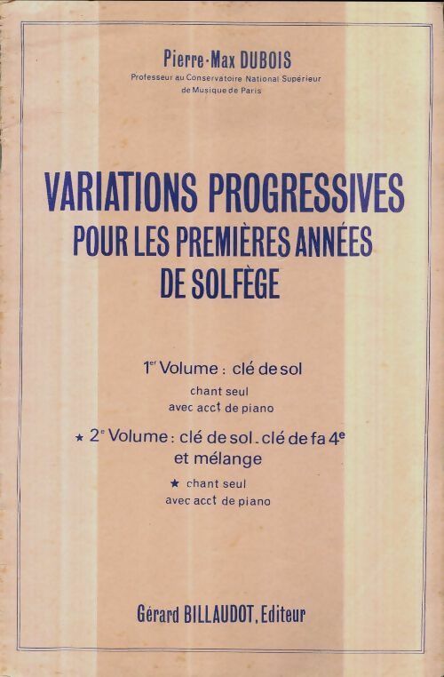 Livrenpoche : Variations progressives pour les premières années de solfège Tome II - Pierre-Max Dubois - Livre