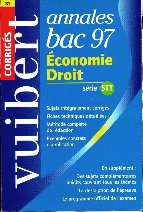 Livrenpoche :  Économie droit STT corrigés 1997 - Collectif - Livre