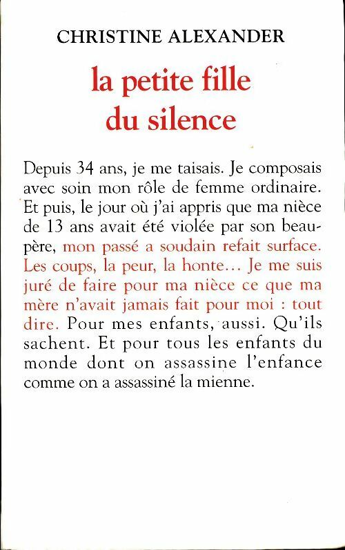Livrenpoche : La petite fille du silence - Christine Alexander, C Alexander - Livre