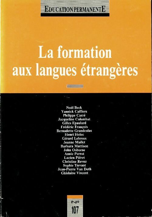 Livrenpoche : Éducation permanente n°107 : La formation aux langues étrangères - Collectif - Livre