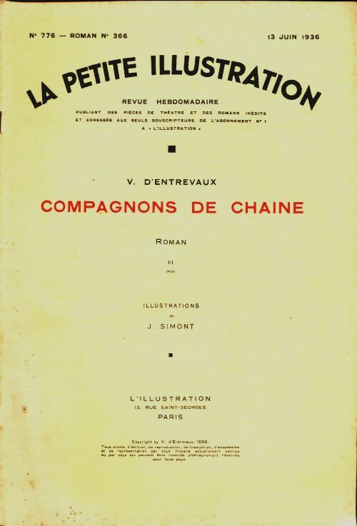 Livrenpoche : La petite illustration n°776 Roman n°366 : Compagnons de chaîne Tome III - Collectif - Livre