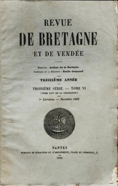 Livrenpoche : Revue de Bretagne et de Vendée 13e année 3ème série Tome VI - Collectif - Livre