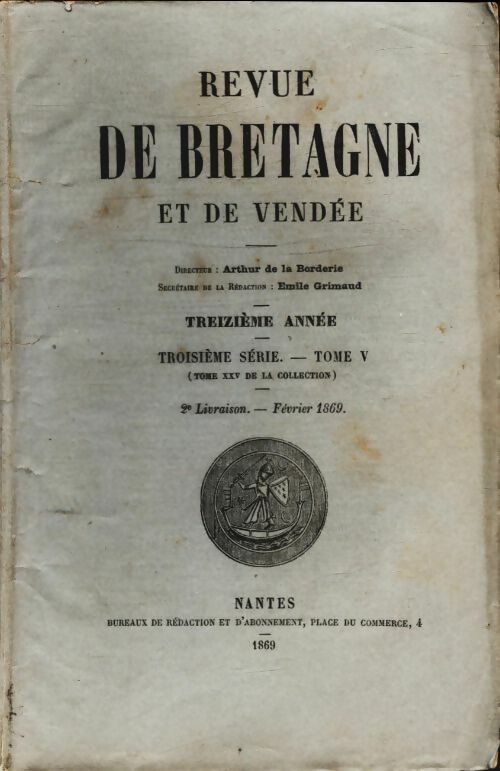 Livrenpoche : Revue de Bretagne et de Vendée 13e année 3ème série Tome V - Collectif - Livre