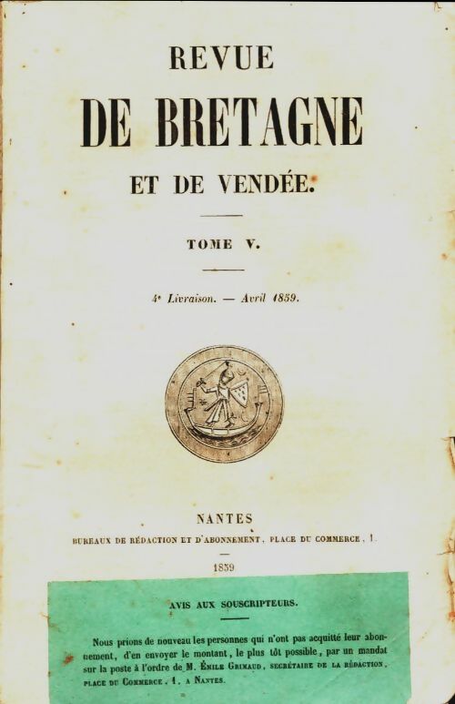 Livrenpoche : Revue de Bretagne et de Vendée 3e année 4e livraison Tome V - Collectif - Livre