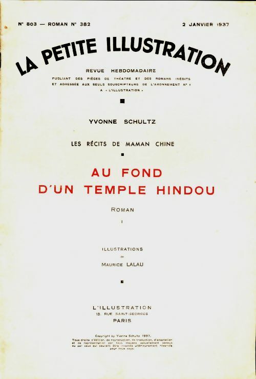 Livrenpoche : La petite illustration n°803 Roman n°382 : Au fond d'un temple hindou - Collectif - Livre
