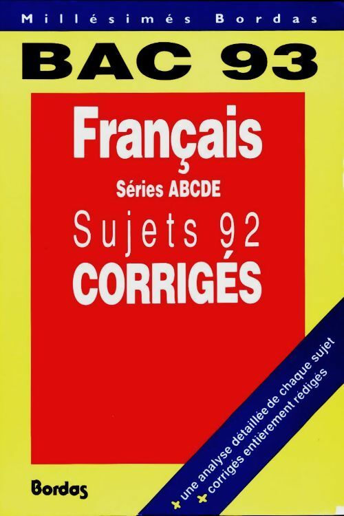 Livrenpoche : Français Terminales ABCDE sujets 92 corrigés - Collectif - Livre