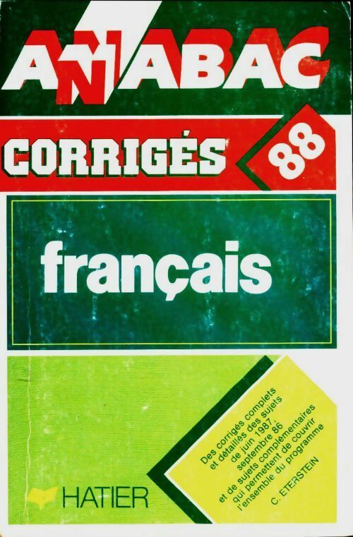 Français 1ère sujets corrigés 1987 - Collectif -  Annabac - Livre