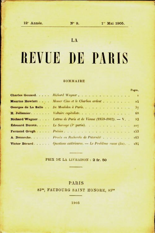 Livrenpoche : La revue de Paris 12ème année n°9 - Collectif - Livre