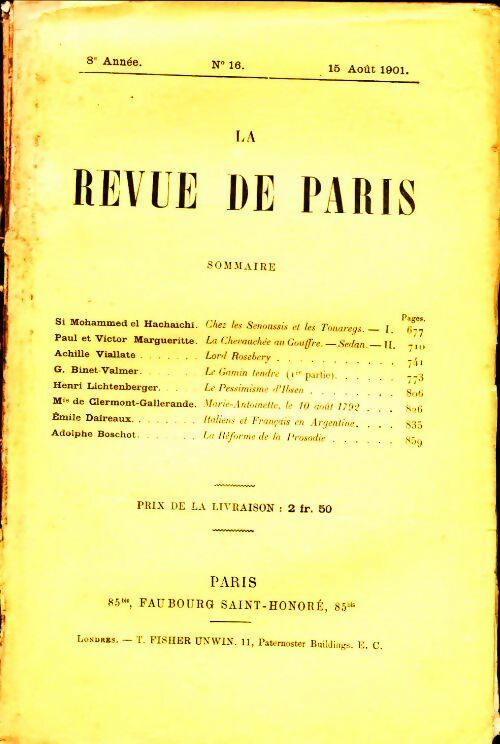 Livrenpoche : La revue de Paris 8ème année n°16 - Collectif - Livre