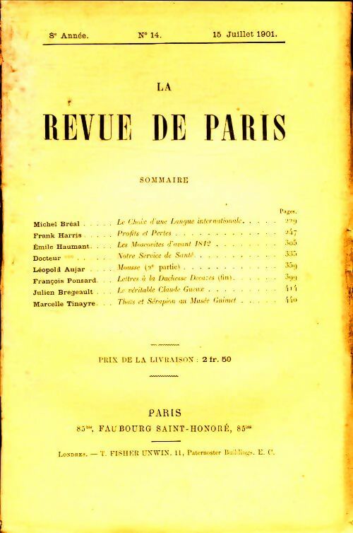 Livrenpoche : La revue de Paris 8ème année n°14 - Collectif - Livre